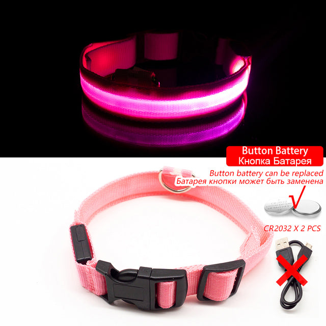 USB Charging/Battery Replacement Led Dog Collar Anti-Lost Collar for Dogs Puppies Dog Collars Leads LED Supplies Pet Products