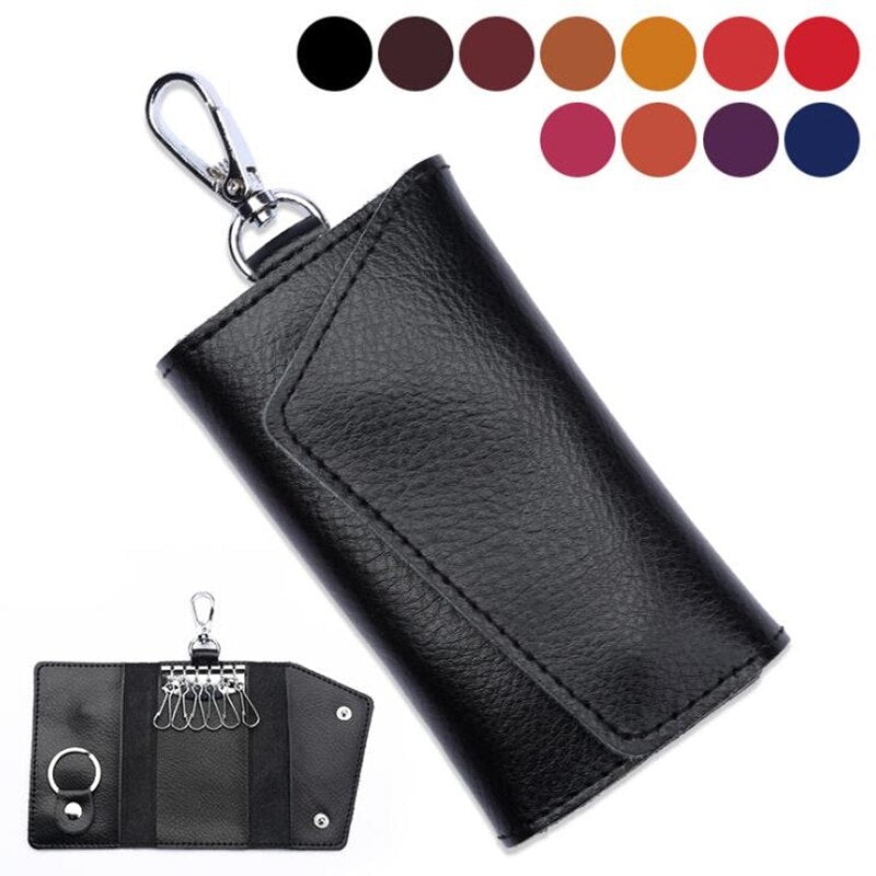 New Key Holder Wallet Genuine Leather Unisex Solid Key Wallet Organizer Bag Car Housekeeper Wallet Card Holder TR883579