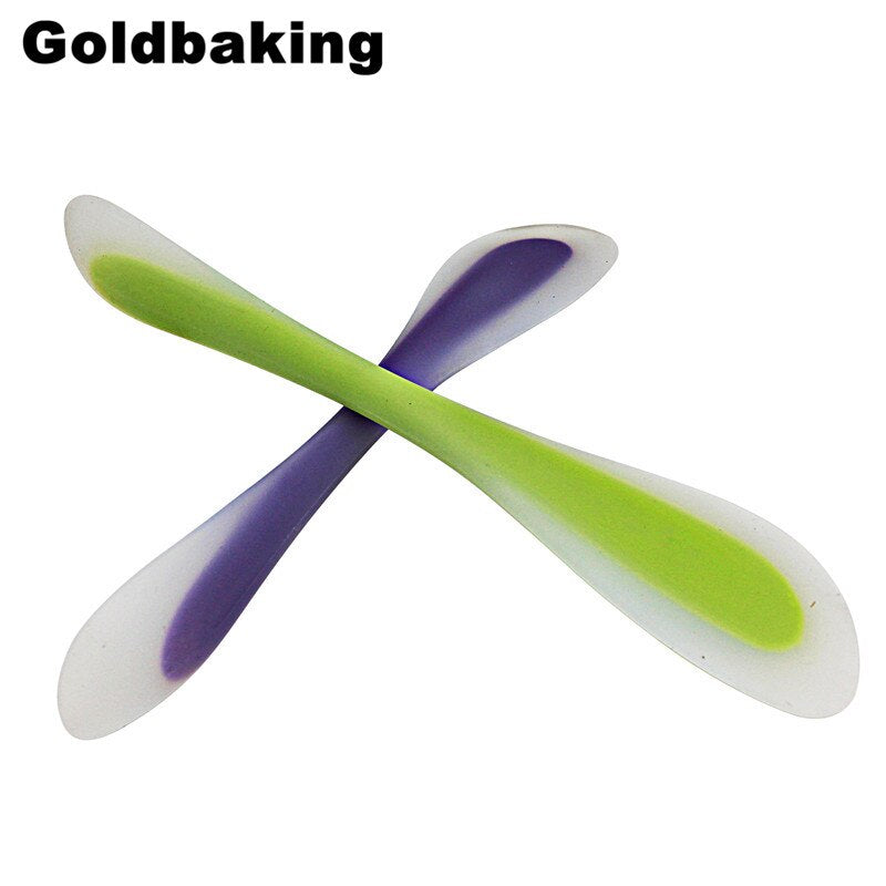 Goldbaking One Piece Double Side Multi-Function Silicone Spoon and Spatula Silicon Jar Scraper